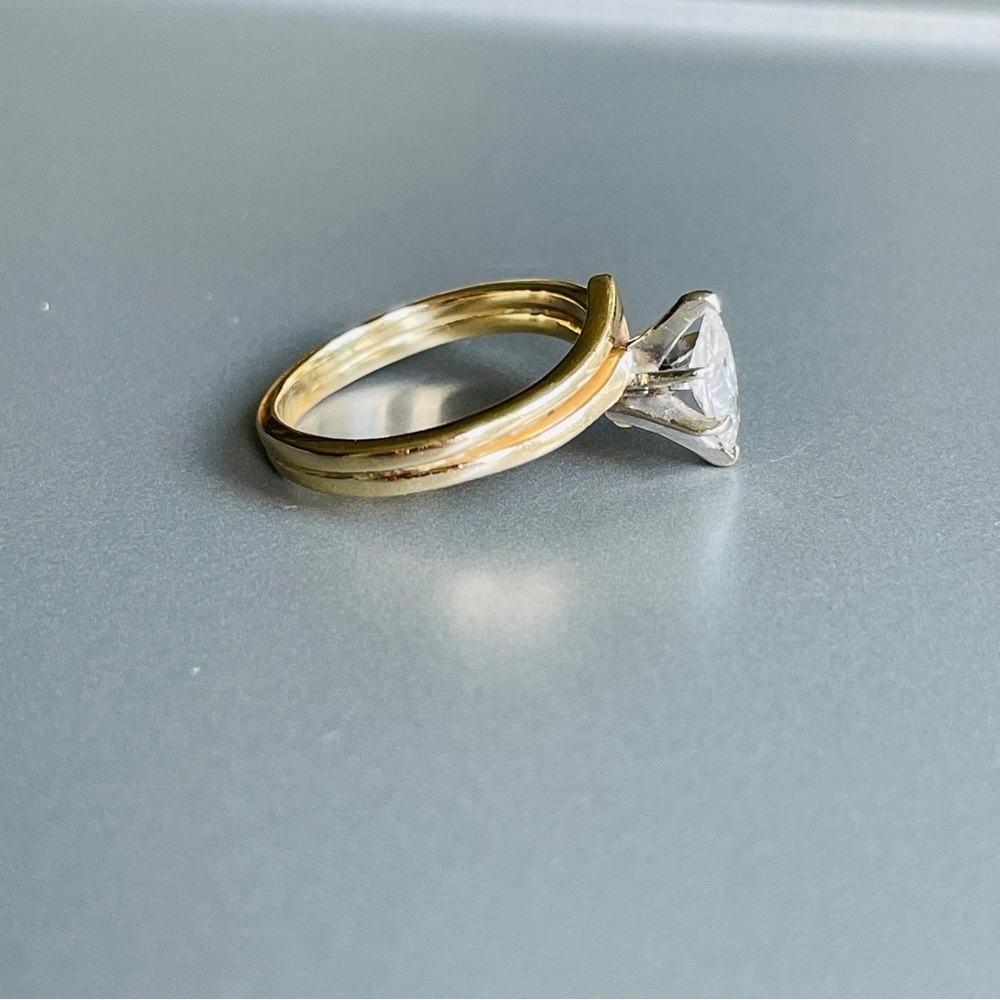Estate Genuine Diamond Marquise Cut 10k Gold Double Band Ring Circa 1970 - Picture 12 of 13